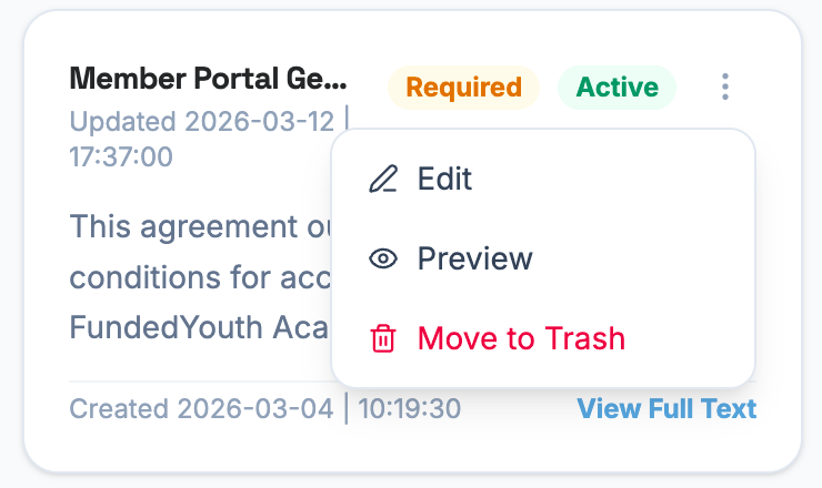 Agreement Card Three Dots Popup