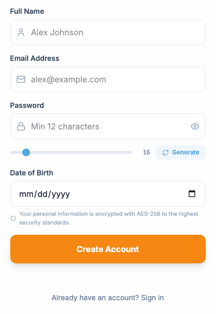 FundedYouth Portal Create Account Form