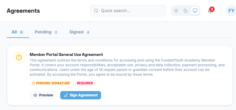 Pending agreement awaiting signature