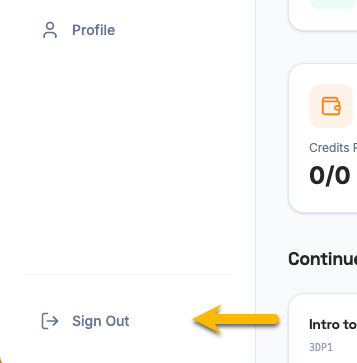 Sign out button location
