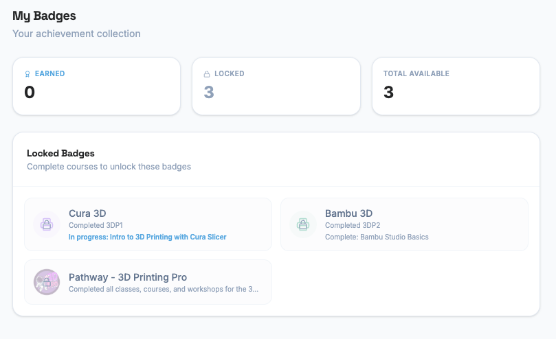 User Portal > Student > My Badges
